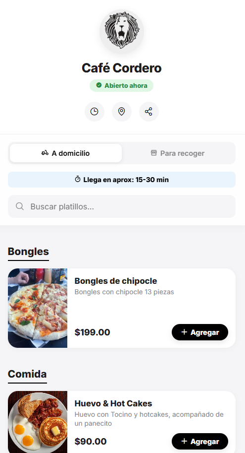 Muestra de Menú Rápido